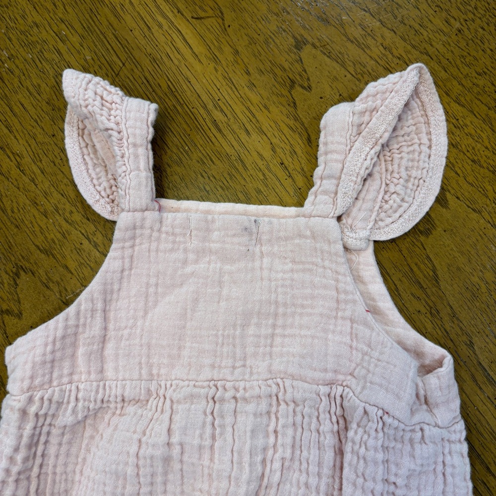 Rabbit + Bear Blush Pink Organic Cotton Gauze Ruffle Bubble Romper 18M Cute Chic - Picture 13 of 13
